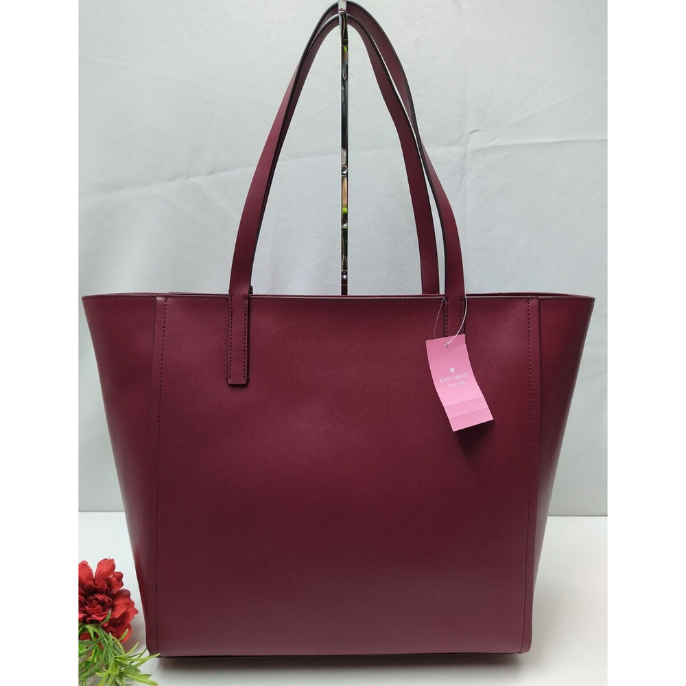 Kate Spade New York Lalena Blackberry Leather Pocket Large ote - NWT $429 - Picture 2 of 16